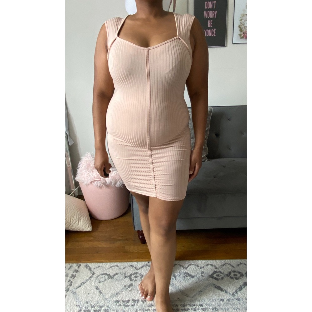NWOT nude bodycon PLT dress